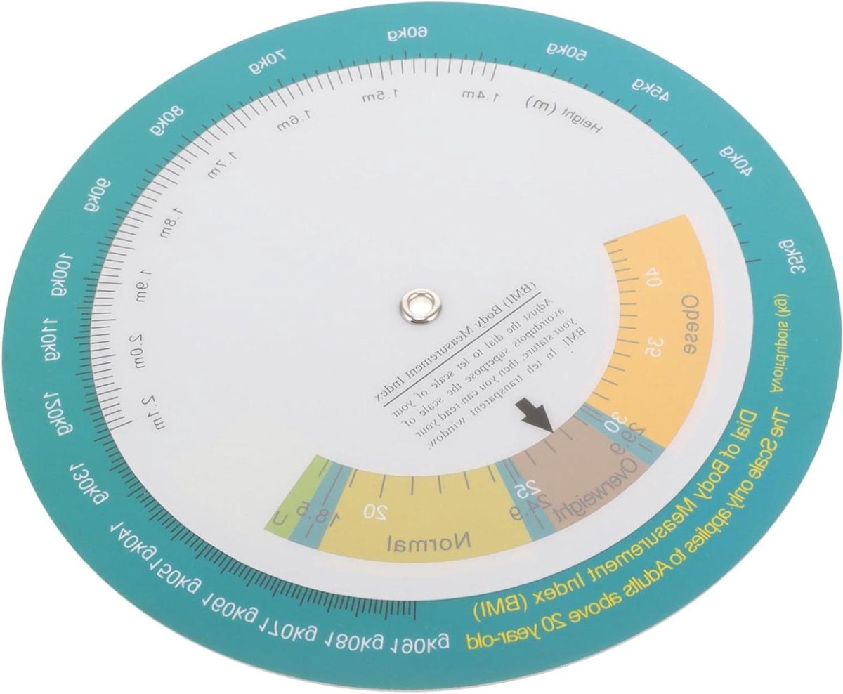 BMI Index Grafiek - Gezondheidsmeter Wiel - Gewicht Overzicht - Wandmontage Ontwerp - 15 x 15 cm - Multi