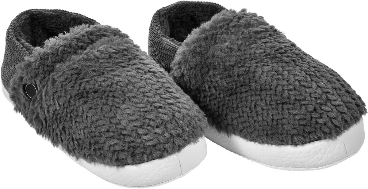 Verwarmde Slippers - Pluche Pantoffels - Voeten Warm Houden - USB Verwarming - 30x11 cm - Grijs