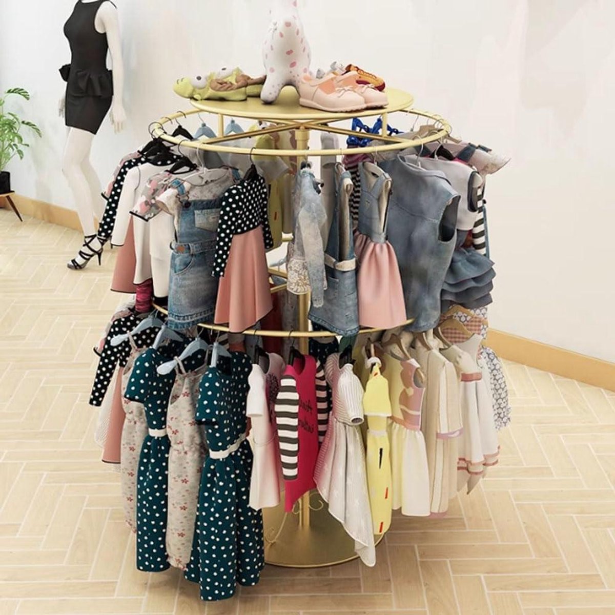 Kledingrek Rond - Kledingstandaard - Kleding Presenteren - 360 Graden Draaibaar - 50 x 140 cm - Goud