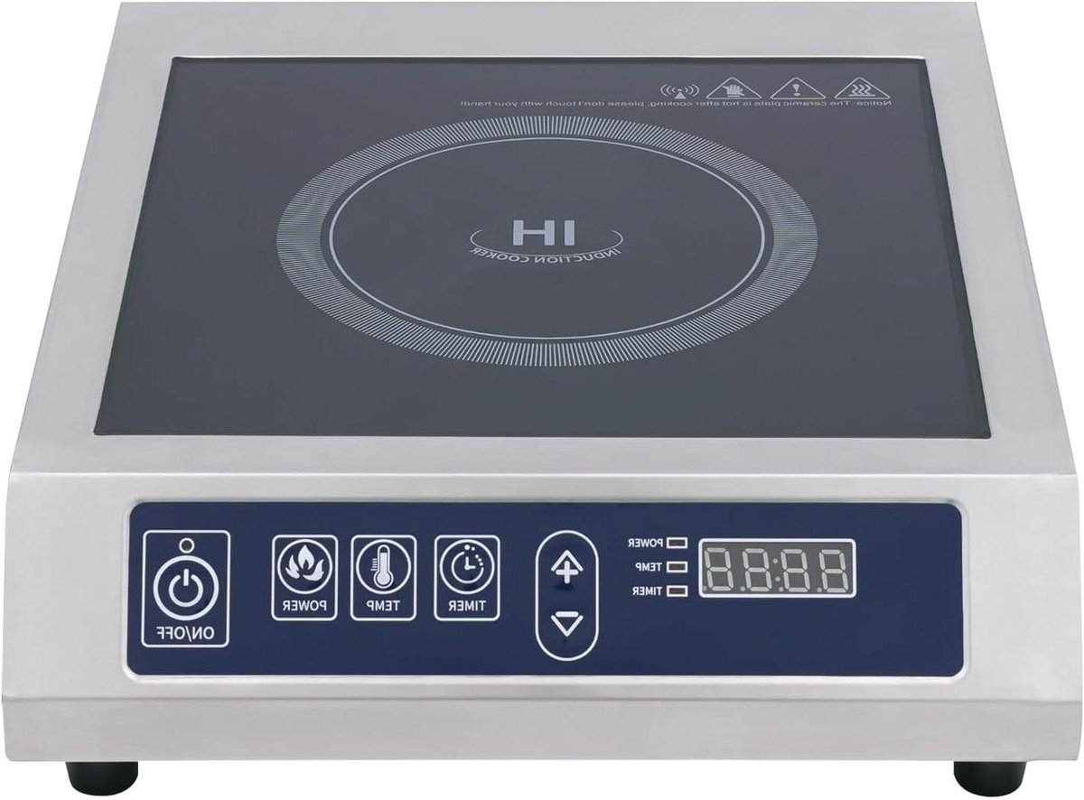 Inductiekookplaat - Elektrische kookplaat - Commercieel Koken - Krachtige 3500W - 44.5 x 35.5 cm - Zilver