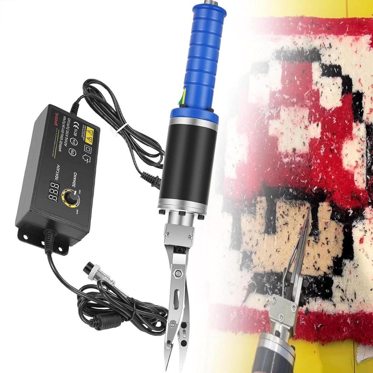 Tapijtschaar Elektrisch - Tuftgereedschap - Stoffen Snijden - Instelbare Snelheid - 200W Vermogen - Zwart