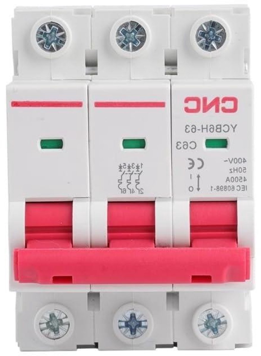Stroomonderbreker - Mini automaat - Elektrische veiligheid - 3-polig - 16A - Grijs