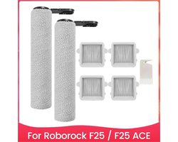 Vervangende accessoirekit Geschikt voor Roborock F25 / F25 ACE stofzuigers, inclusief 2 roterende borstels en 4 filters.