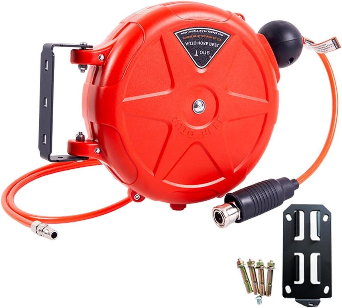 Luchtslanghaspel - Automatische oproller - Werkplaats organiseren - Wandmontage ontwerp - 10 meter slang - Rood