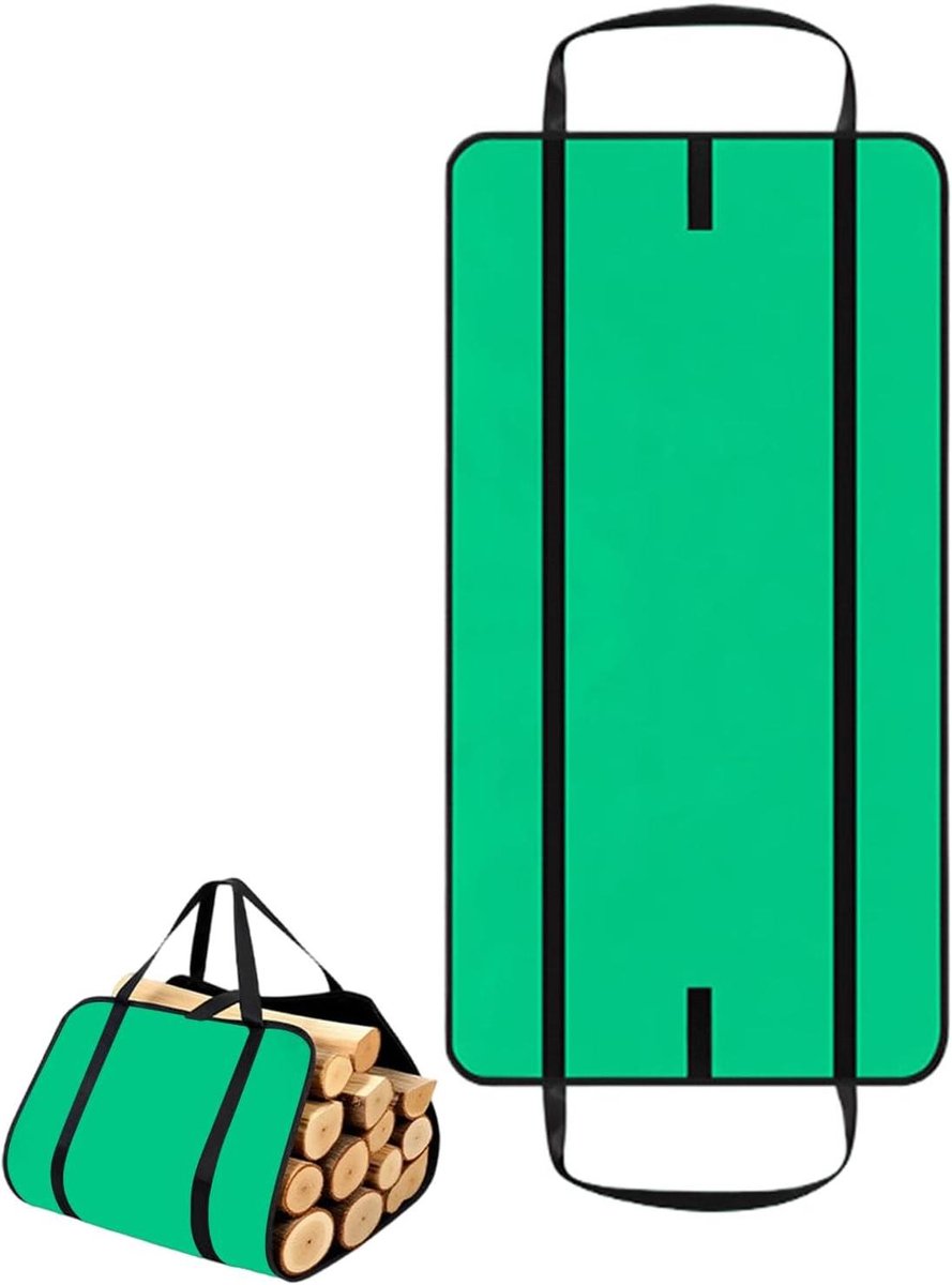 Houtblokken Transporttas - Brandhout Drager - Brandhout Opslaan - Verstelbare Bovenriem - 100x50x1 cm - Groen