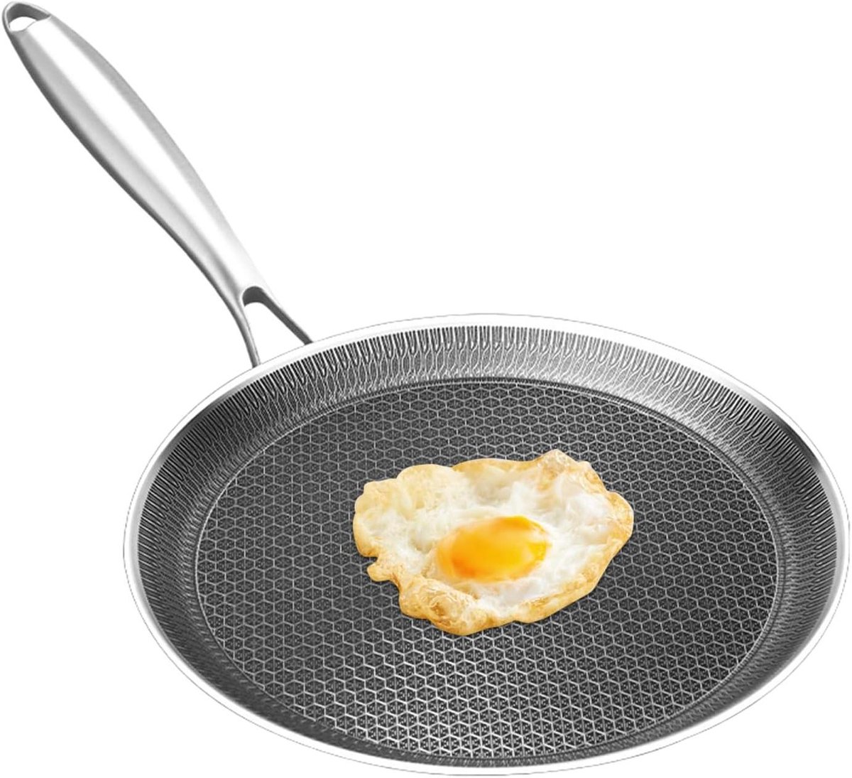 Pannenkoekenpan - Koekenpan Grill - Ontbijt Maken - Honingraat Coating - 24 cm - Zilver