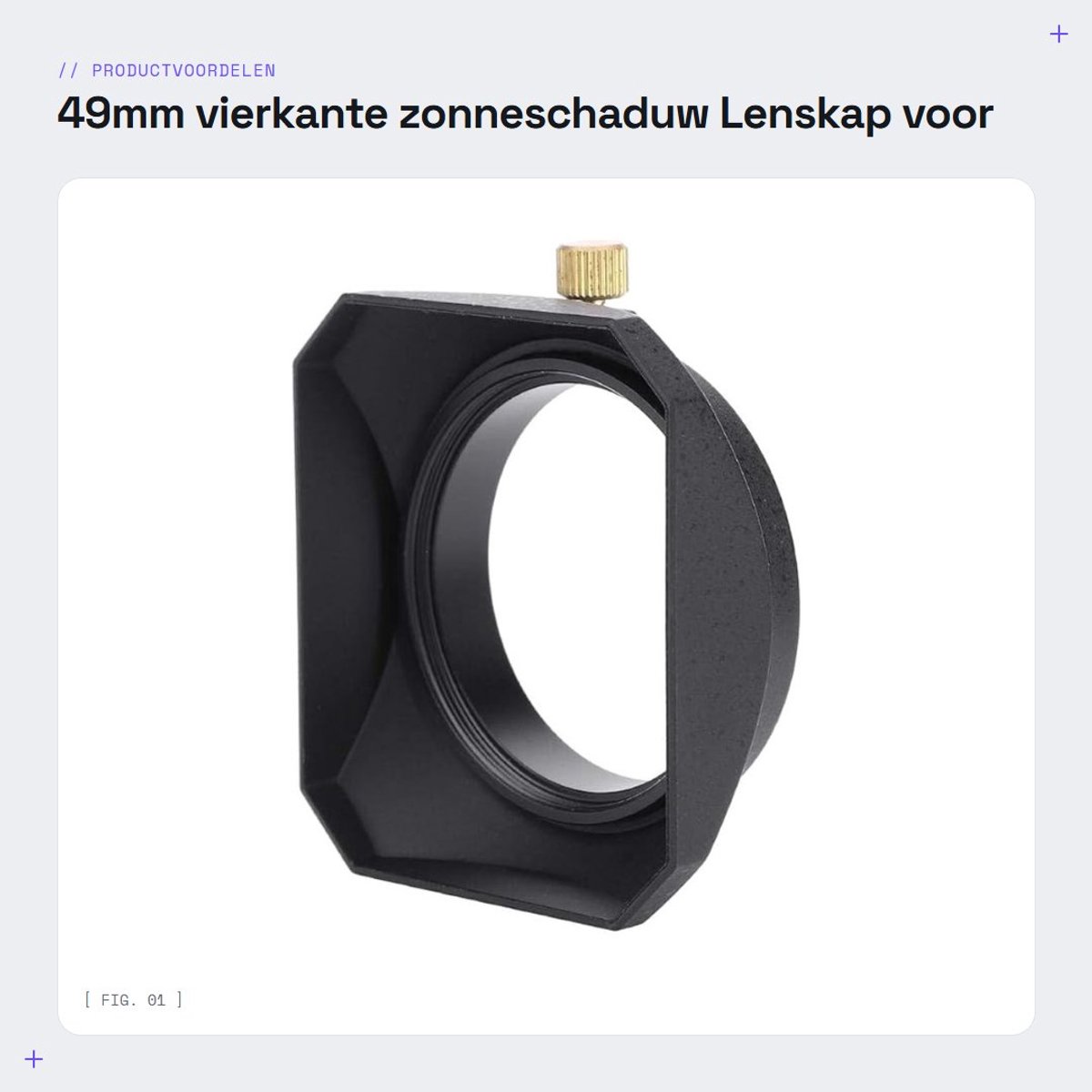 Dailygoods- Zonnekap Slagvast - Rechthoekige Zonnekap - Camera Lens - 49 mm - Beeldkwaliteit Verbeterend - Mechanische Bescherming - Lenskap
