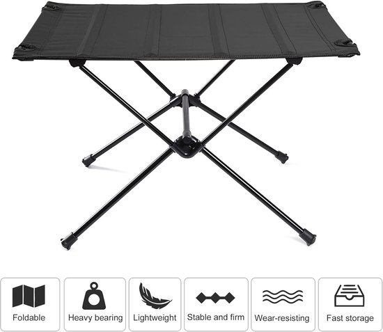 Campingtafel Inklapbaar - Inklapbare Tafel - Kampeertafel Opvouwbaar - Met Opbergtas - 60 x 40 x 40 Cm - Klaptafel - Vouwtafel - Tuintafel - Afneembaar Bureaublad - Draagbaar - Waterdicht - Zwart van Camp — afbeelding 5