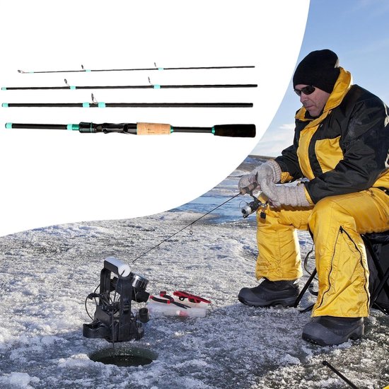 Fishing Rod - 4 Section Fiberglass Pole for River and Lake, Sensitive Tip Build with Compact Travel Size, Angler Tool for Stream, Kayak, Ice, Bass, Freshwater, Saltwater — afbeelding 2