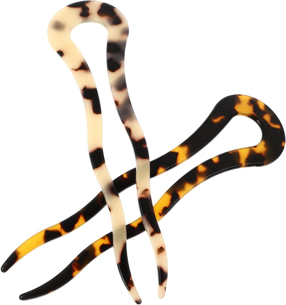Didiseaon 2pcs U-shaped Hairpin French Chignon Hairpins French Wavy Hairpins French Hair Forks Chignon U-Shaped Hair Forks Acetate Bun Hair Sticks French