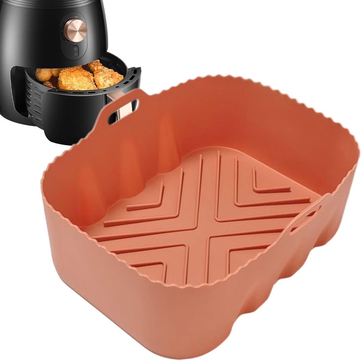 Airfryer Liners, siliconen magnetronbak, hittebestendig, rechthoekig, ovenmat, keukengereedschap voor broodrooster, restaurant, koken, bakken, thuis, 20 x 15 x 6 cm