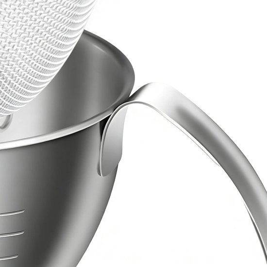 Mengkommen met Zeef - Uitlekbakjes Handvat - Maaltijdbereiding Thuis - Morsvrij Schenken - 400ml Capaciteit - Zilver — afbeelding 5