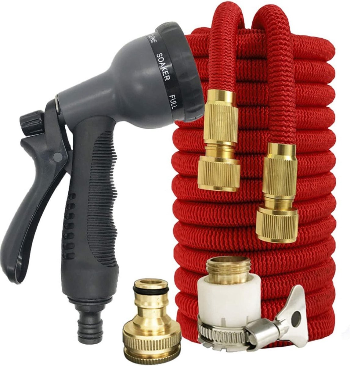 Tuinslang Intrekbaar - Flexibele Waterslang - Auto Wassen - Driemaal Lengte - 15 Meter - Rood