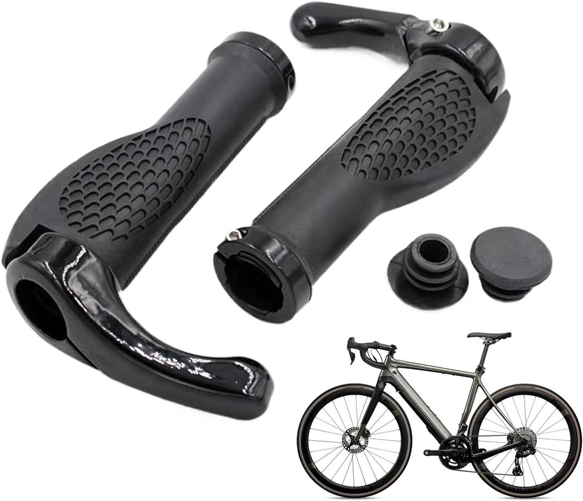Fietsstuurgrepen - Ergonomische handvatten - Comfortabel fietsen - Veilige vergrendeling - Standaard maat - Zwart