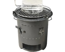 Rocket Stove Portable Outdoor Cooker with Grill and Tongs, Wood Survival Tube for Backpack Travel, Hiking, Travel, Camping, Patio, Campfire and Prep