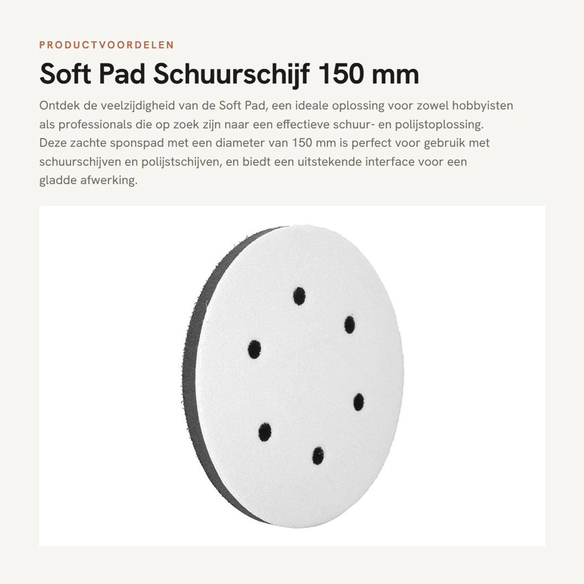 Dailygoods- Schuurpad 150 mm - Zachte Spons - 6 Gaten - Interface Kussen - Voor Polijstschijf - Geschikt voor Pneumatische Machines - Polijstpad