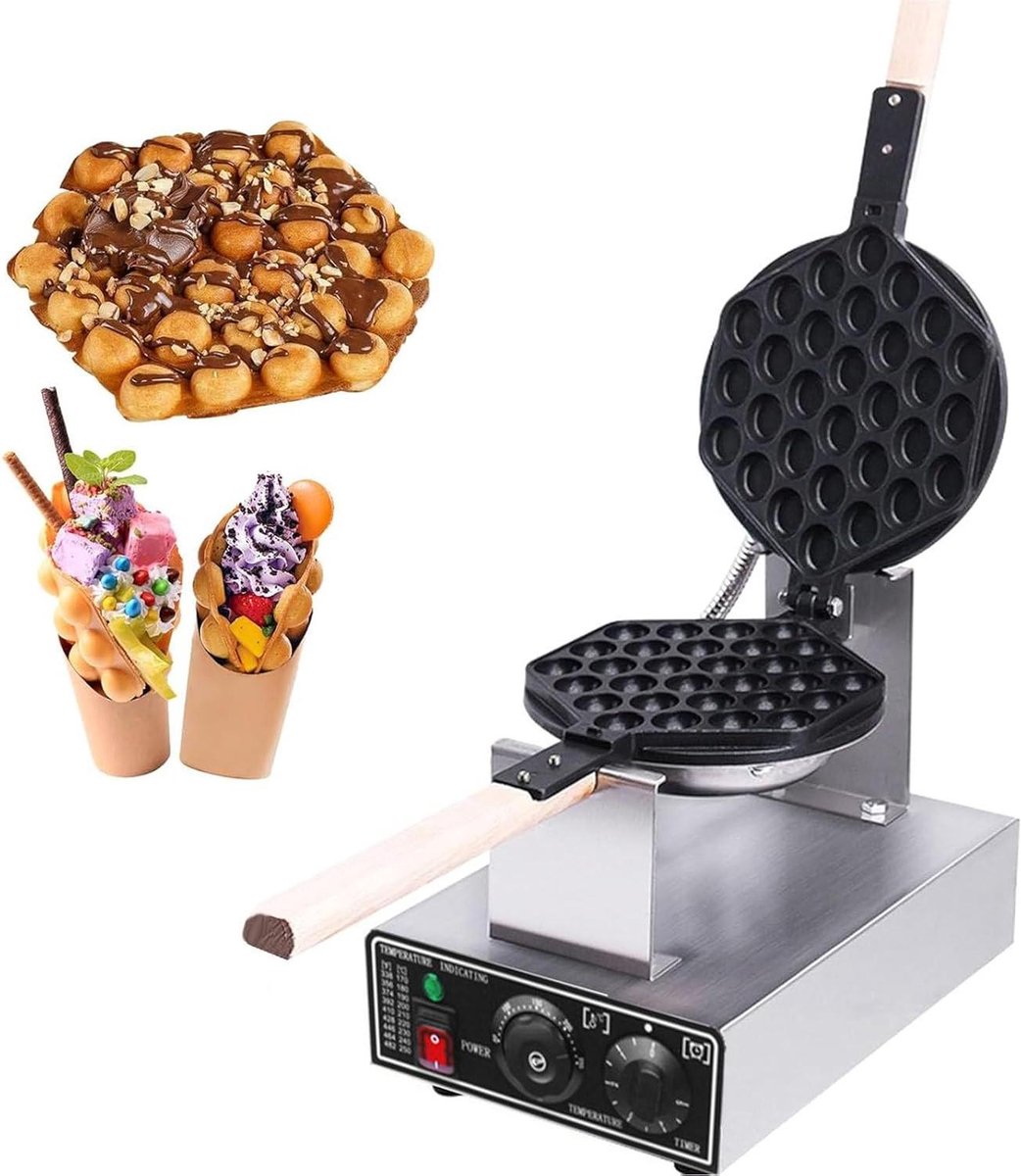 Wafelijzer - Poffertjespan - Desserts Maken - 180 Graden Draaibaar - 22 cm Plaat - Zwart