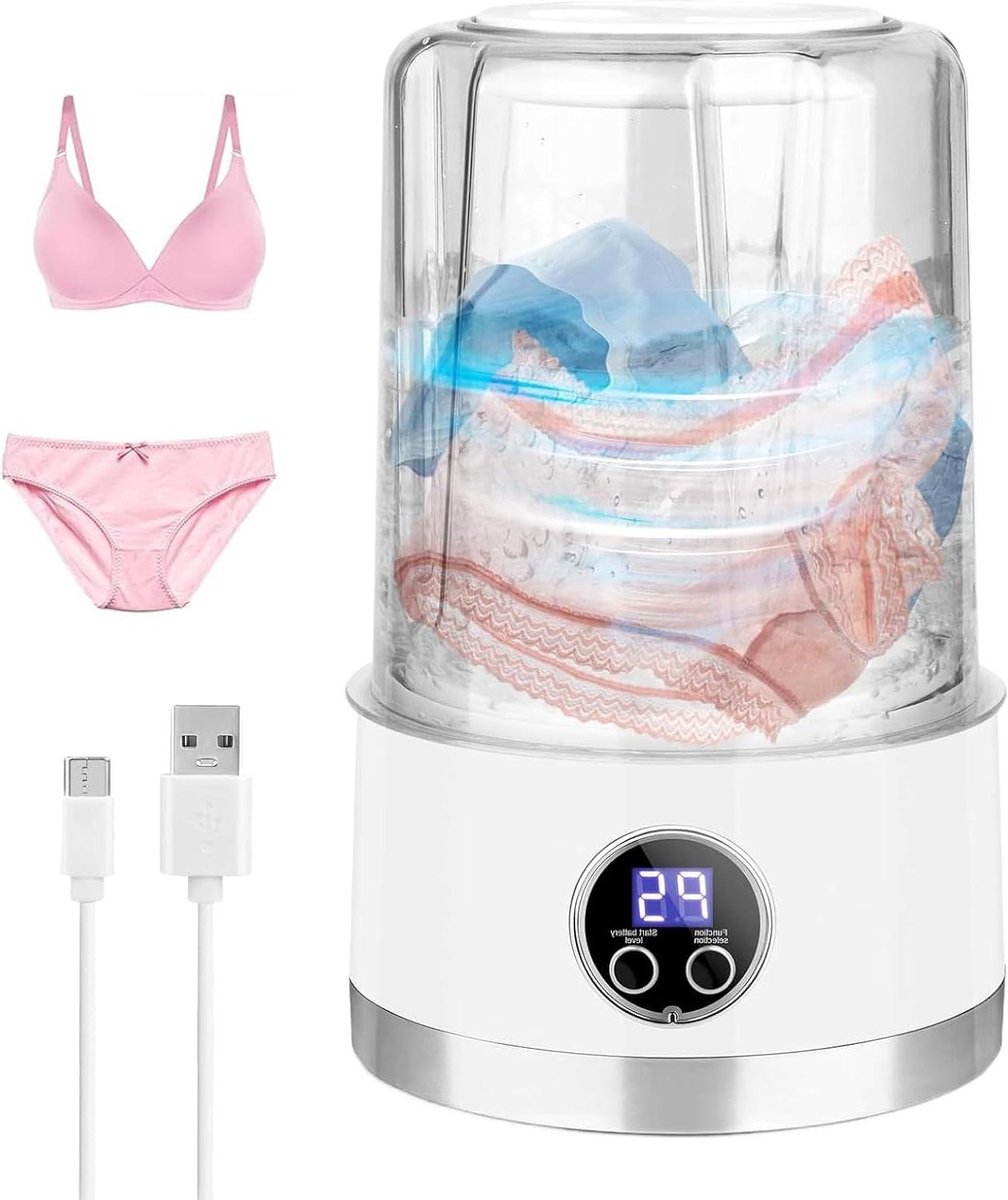 Mini Wasmachine Draagbare Reiniger Delicate Kleding Wassen 360 Handwas Simulatie 1 Liter Capaciteit Wit
