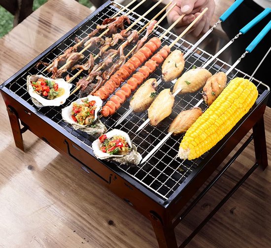 Daity 1 stuk - Houtskoolbarbecue - Draagbare tafelgrill, camping- & picknickgrill - Afneembare, inklapbare minigrill voor buiten, terras en camping (Groot) - Zwart van daity — afbeelding 2