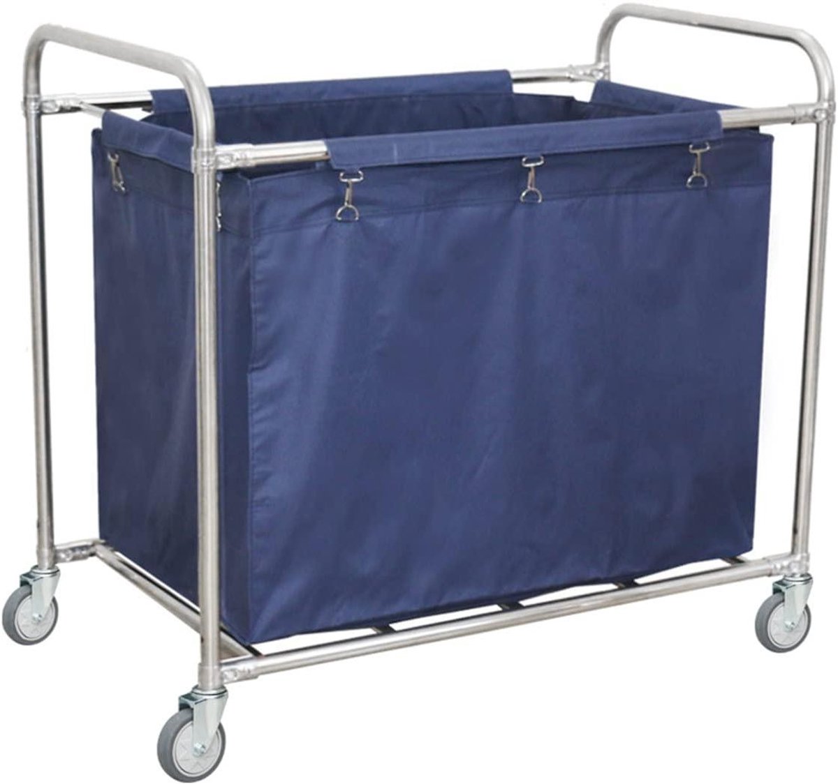 Wasmand op wielen Linnenkar Huishoudelijk organiseren Sterk roestvrij staal Grote capaciteit Blauw