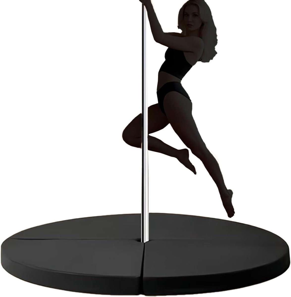 Paaldansmat Rond - Fitness Beschermmat - Veilige Dans Oefening - Hoge Dichtheid Schuim - 120x10cm - Zwart