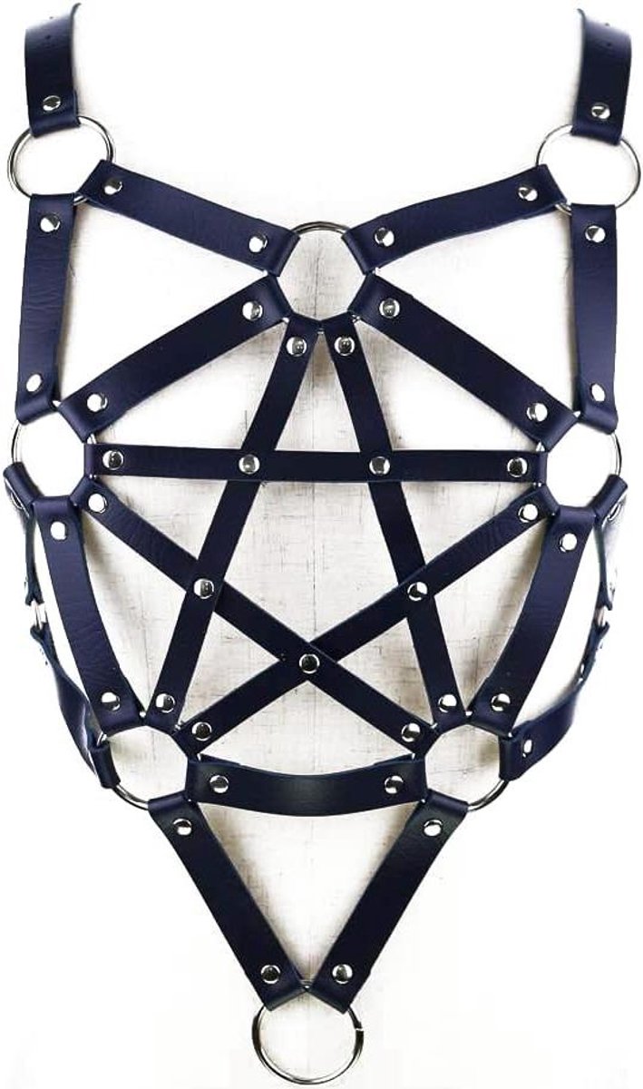 Body Harness Riem - Borstketting Borstband - Cosplay Accessoire - Verstelbaar Leerlook - One Size - Navy Blauw