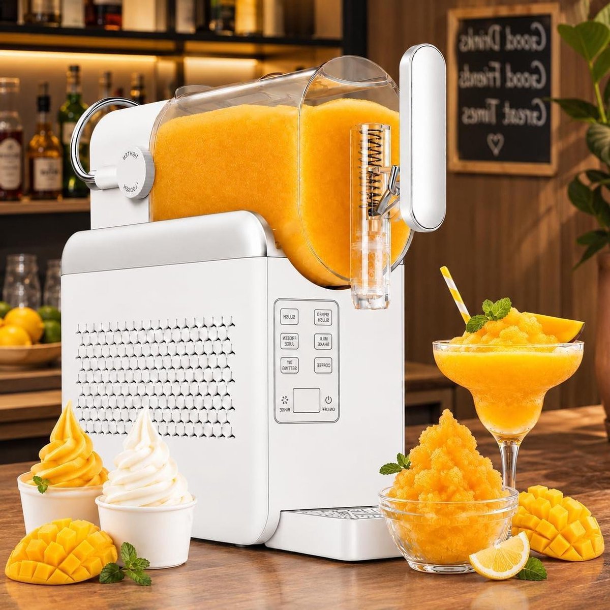 Slushy-machine voor thuis, ijsvrij 1,8 liter gekoeld drankenapparaat met intelligente bediening, One Touch Clean-ontwerp voor het maken van milkshake-fruitdrankjes white