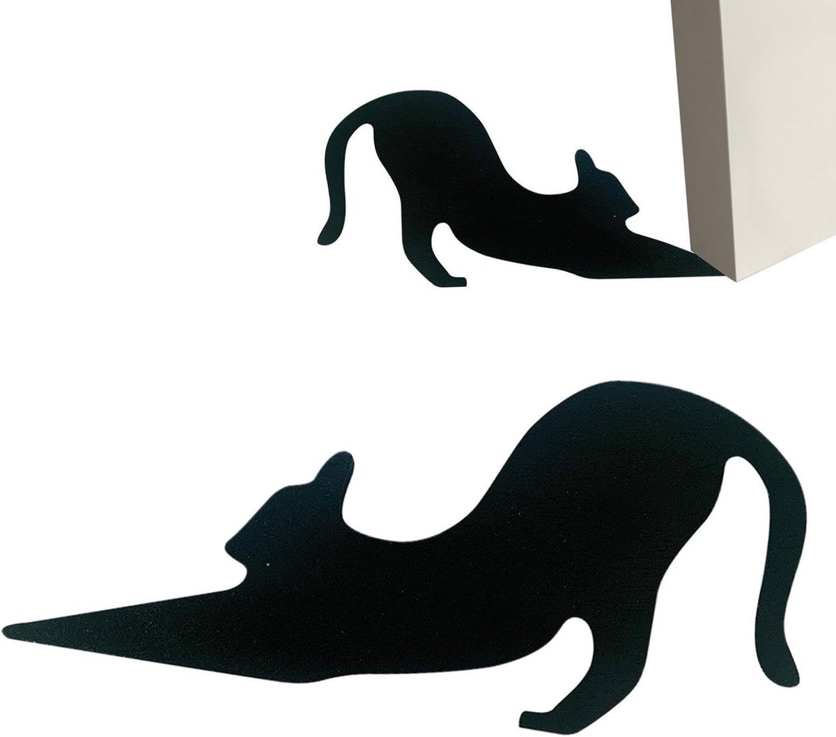 Houten Deurstopper - Katten Deurwig - Deuren Open Houden - Zwart Kattenontwerp - 16.5 x 0.8 cm - Zwart