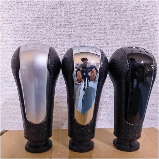 Versnellingspook Knop - Pookhoes Set - Auto Interieur - Ergonomisch Ontwerp - 5 Versnellingen - Zilver — afbeelding 2