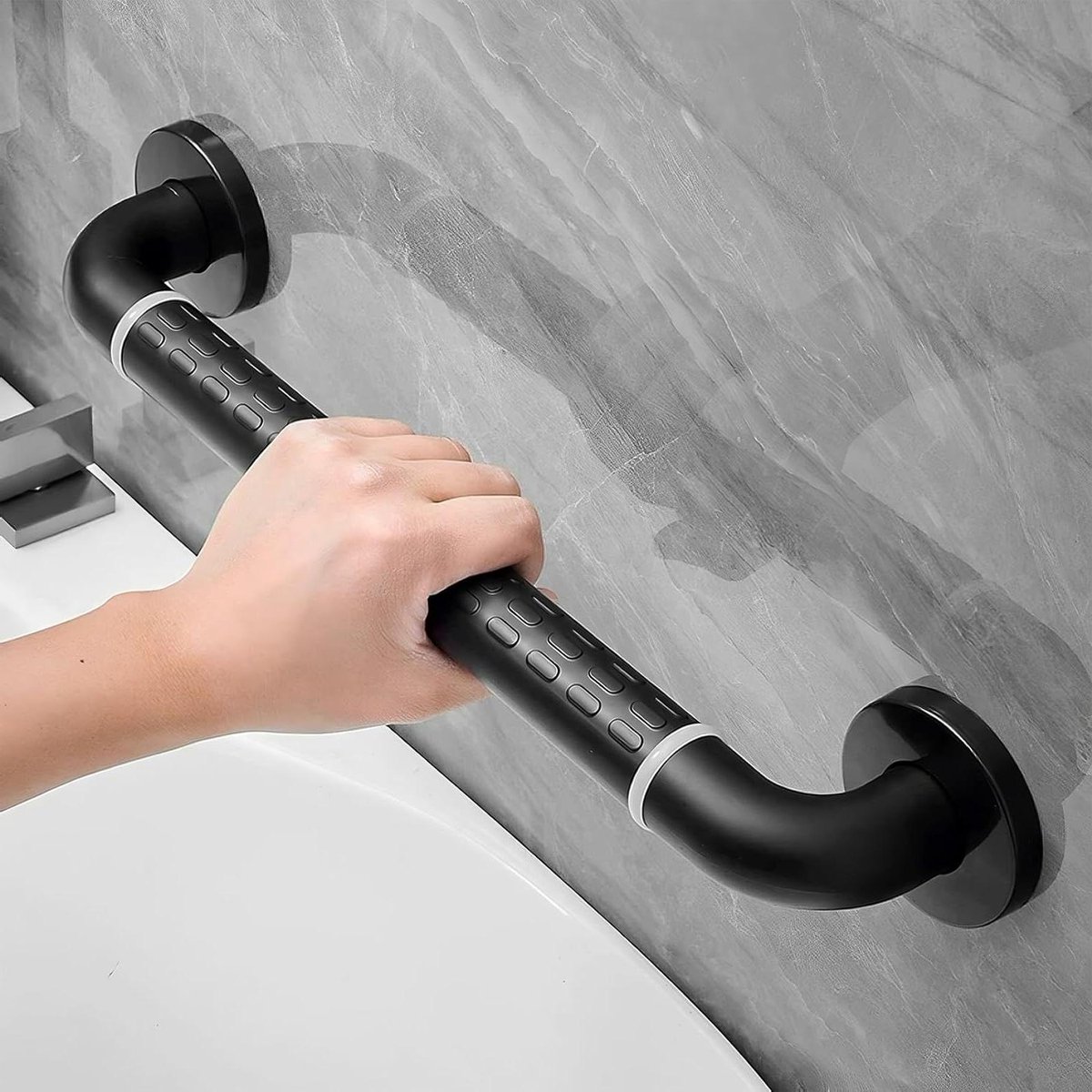 Veiligheidsbeugel Badkamer - Douchegreep Toilet - Veiligheid Thuis - Roestvrij Staal - 90 cm - Zwart