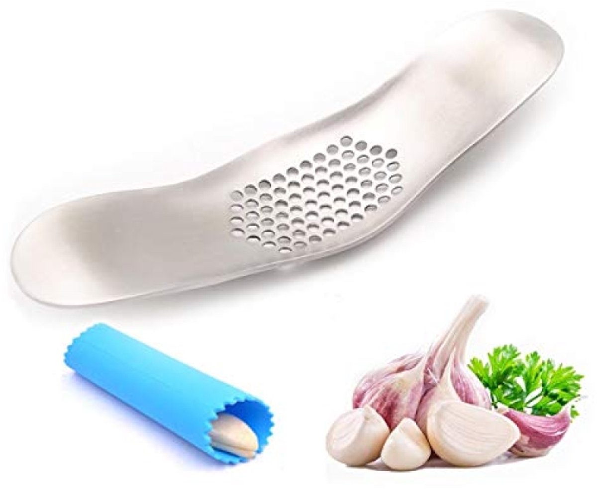Knoflook Crusher Pers - Roestvrij Stalen Knoflookmolen met Rocker - Vaatwasserbestendig