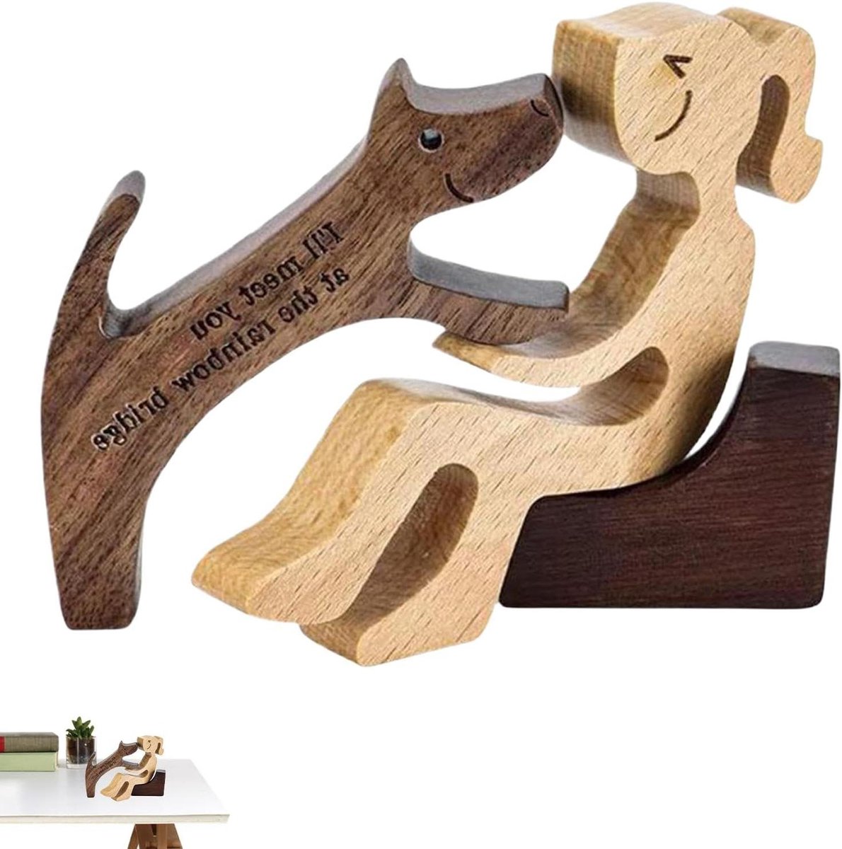 Houten hondenfiguur - Huisdier sculptuur - Woondecoratie - Modulair ontwerp - 11.5 x 8.5 c