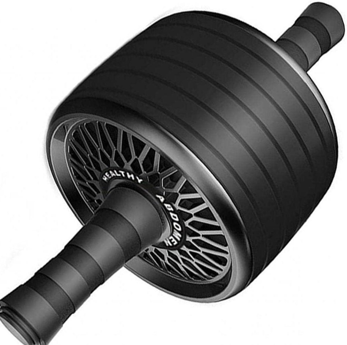 Buikspierwiel - Ab roller wiel - Kracht training - Extra breed wiel - 7 inch breed - Zwart