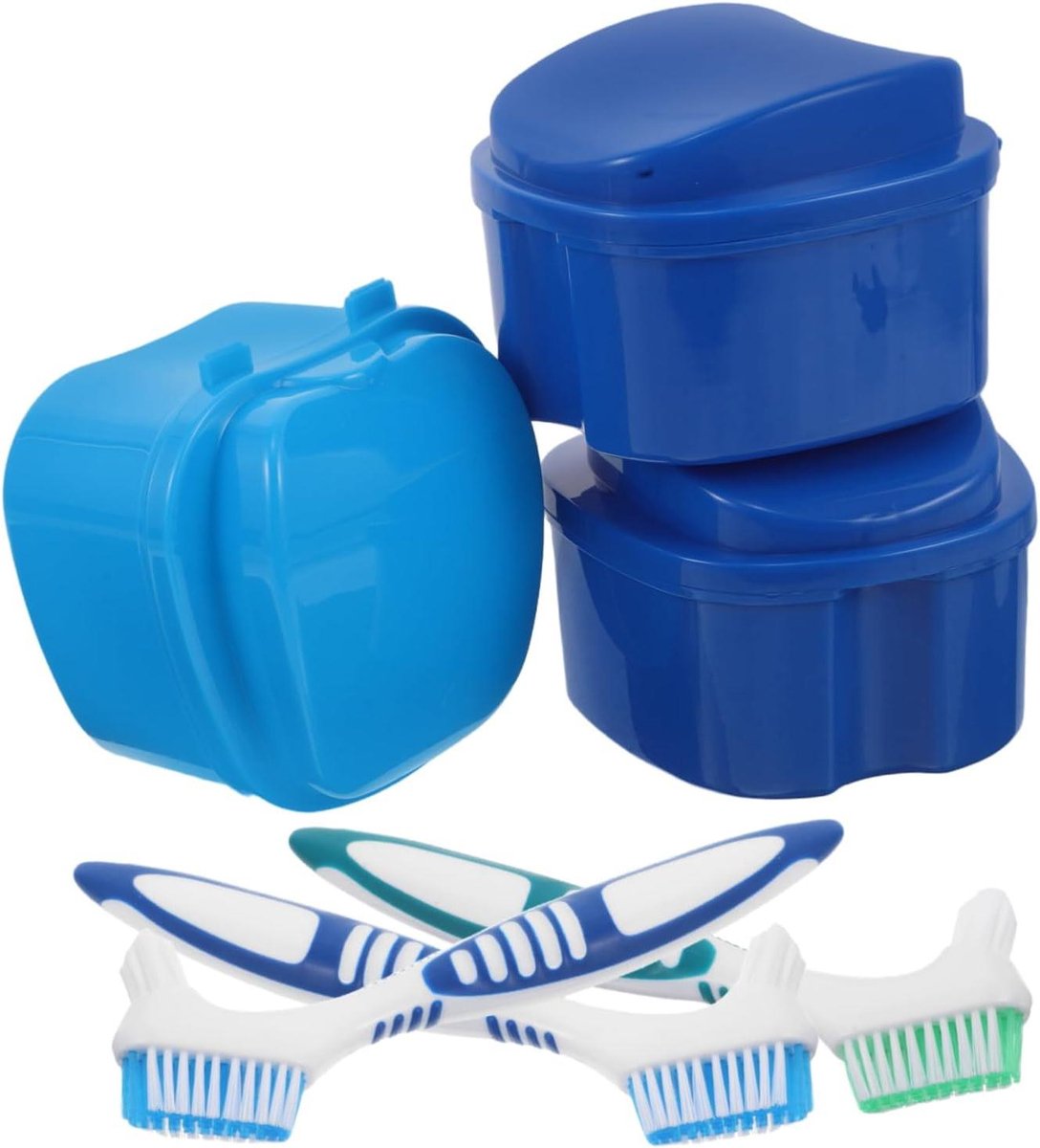 Kunstgebit Verzorgingsset - Reinigingsset - Dagelijkse Hygiëne - Lekvrije Bewaardoos - 3 Sets - Diverse Kleuren