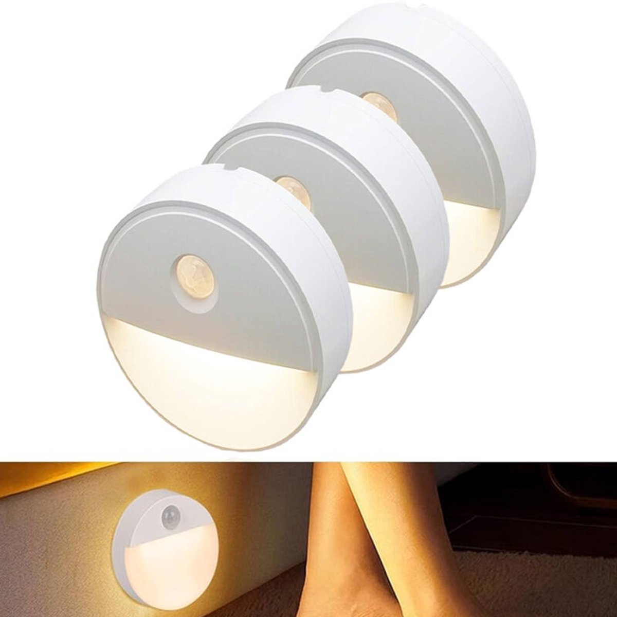 Sensorgestuurde nachtlampjes, bedlampjes, sfeerverlichtinggeschikt voor kledingkasten en slimme nachtlampjesgeschikt voor de hal geschikt voor lichtsensoren.