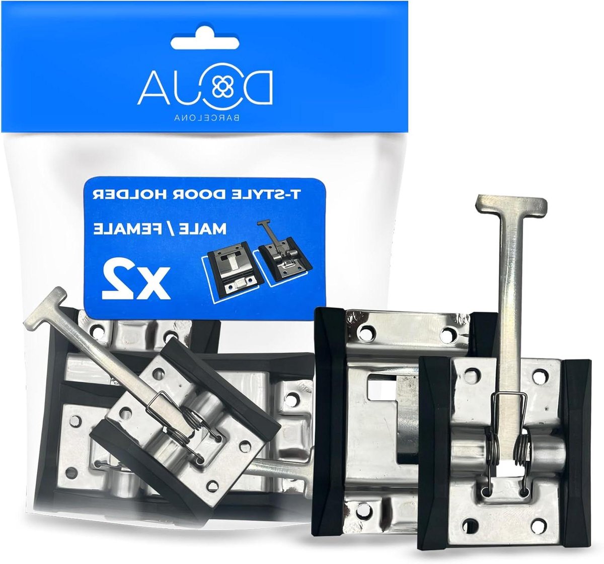 Deurstopper caravan - T-vorm houder - Open deur houden - Robuust roestvrij staal - 2 stuks - Zilver