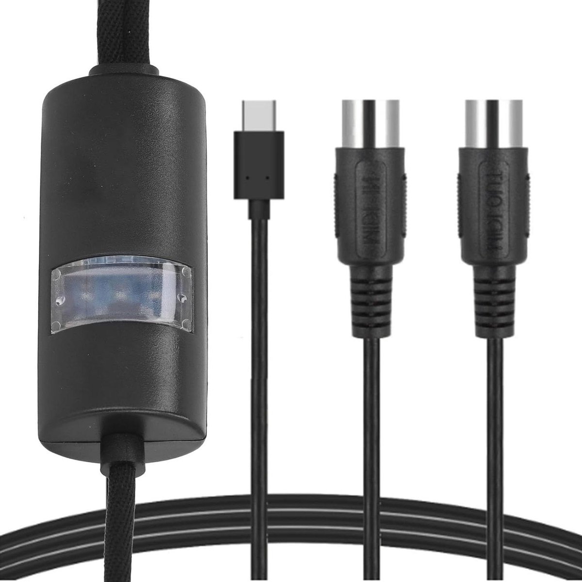 Type C MIDI Kabel - MIDI Adapter - Muziek Maken - Plug and Play - 1.5 Meter - Zwart