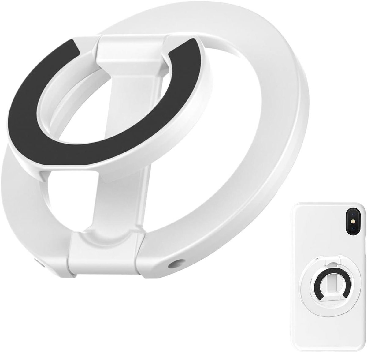 Telefoonringhouder - Ringstandaard - Veilig Vasthouden - 360 Graden Rotatie - 5.7x5.6cm - Wit