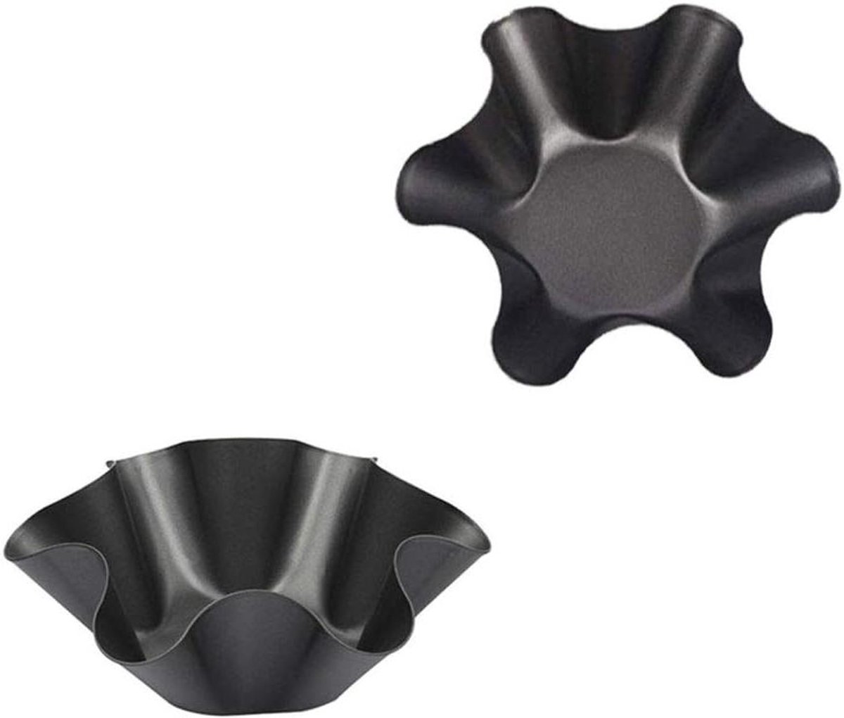 Taco Kom Vormen - Salade Bakjes - Maaltijden Bereiden - Antiaanbaklaag - Set van 4 - Zwart