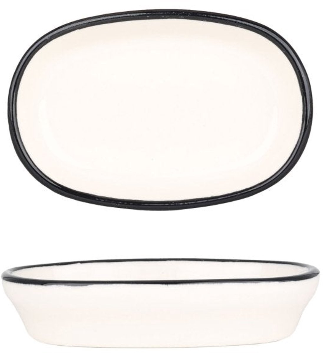 Bonna Serveerschaal - Linea Black - Porselein - 10 cm - set van 2