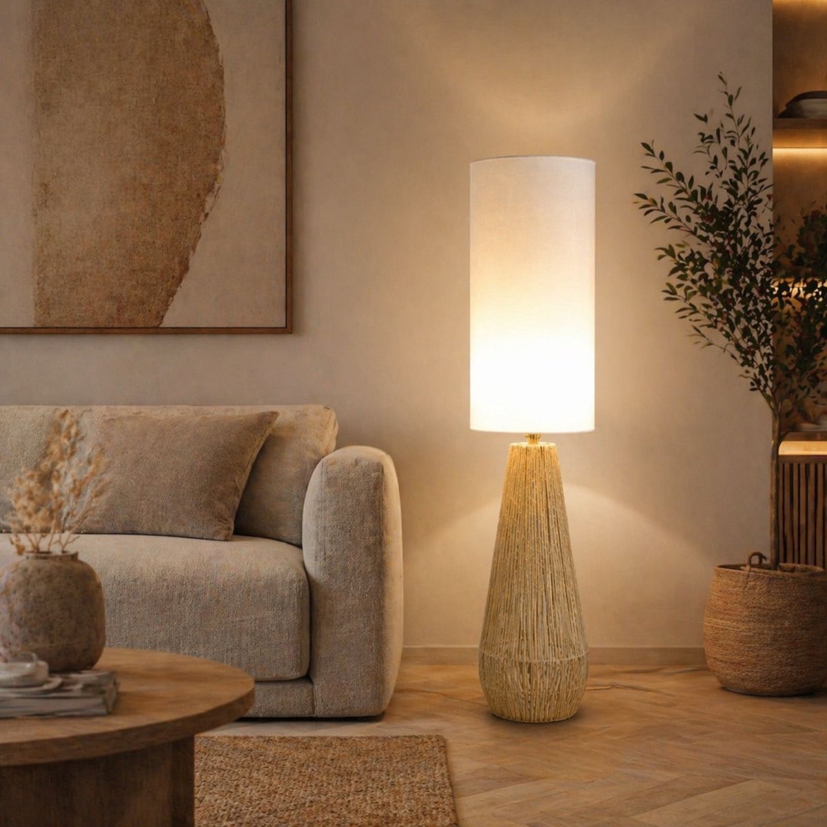 LuxaLiving Boho Rotan Vloerlamp 130cm - Warme Sfeerverlichting thumbnail 3
