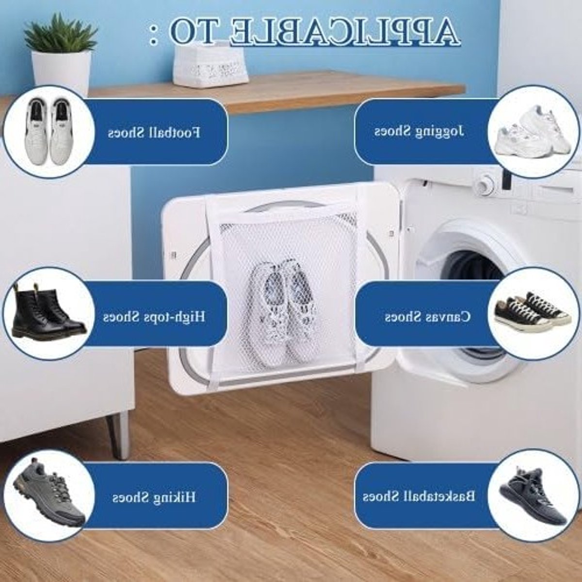 Set van 2 waszakken met ritssluiting voor schoenen, waszakken van mesh voor de wasmachine, 40 x 40 cm, lichtgewicht en draagbaar, herbruikbaar, waszakken voor kleding en sneakers, wit