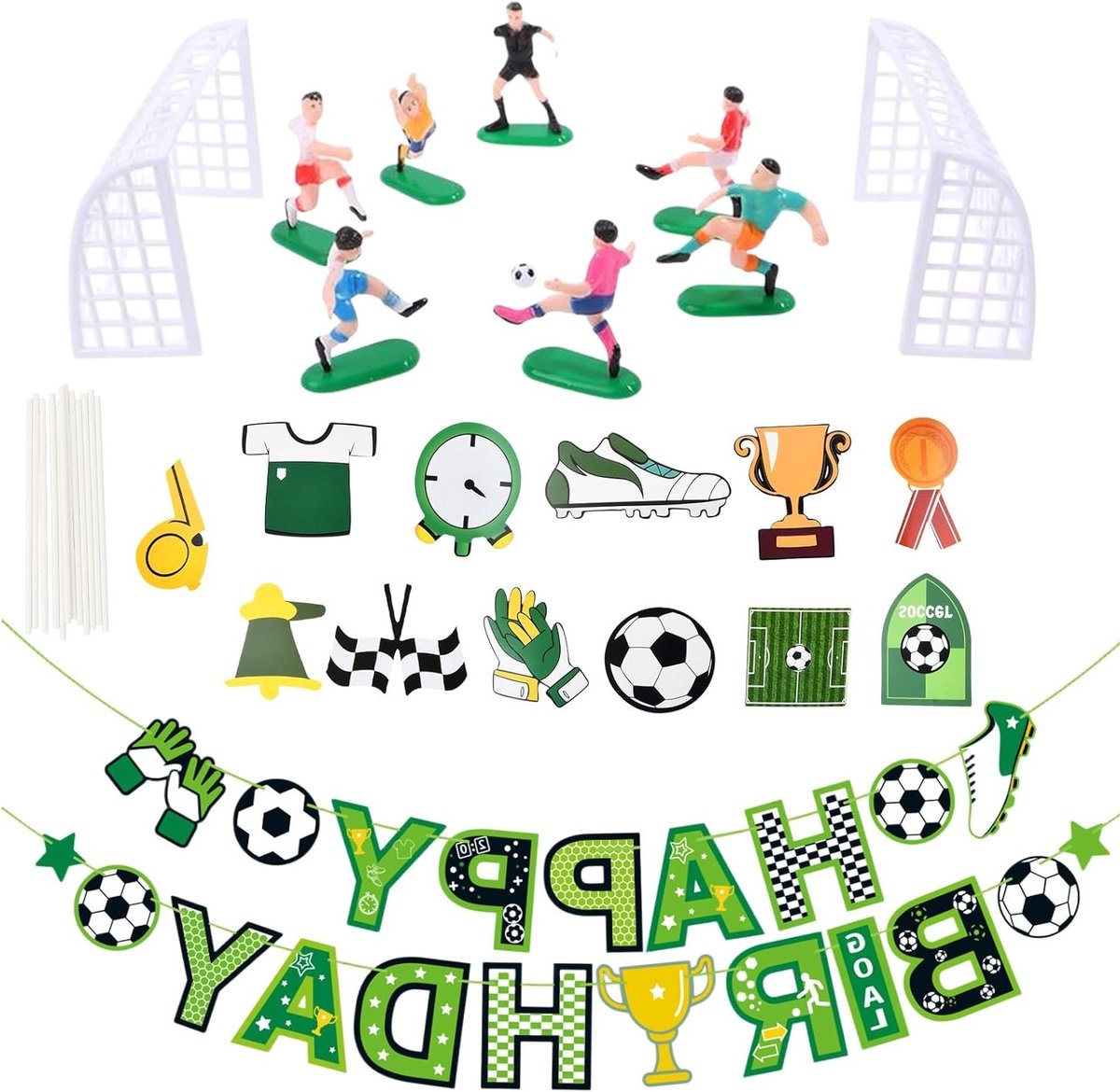 23-delige Voetbal Taartdecoratie voor Verjaardagsfeestjes van Jongens - Voetbal Cake Topper, Feestdecoratie en Taartversiering voor Kinderen