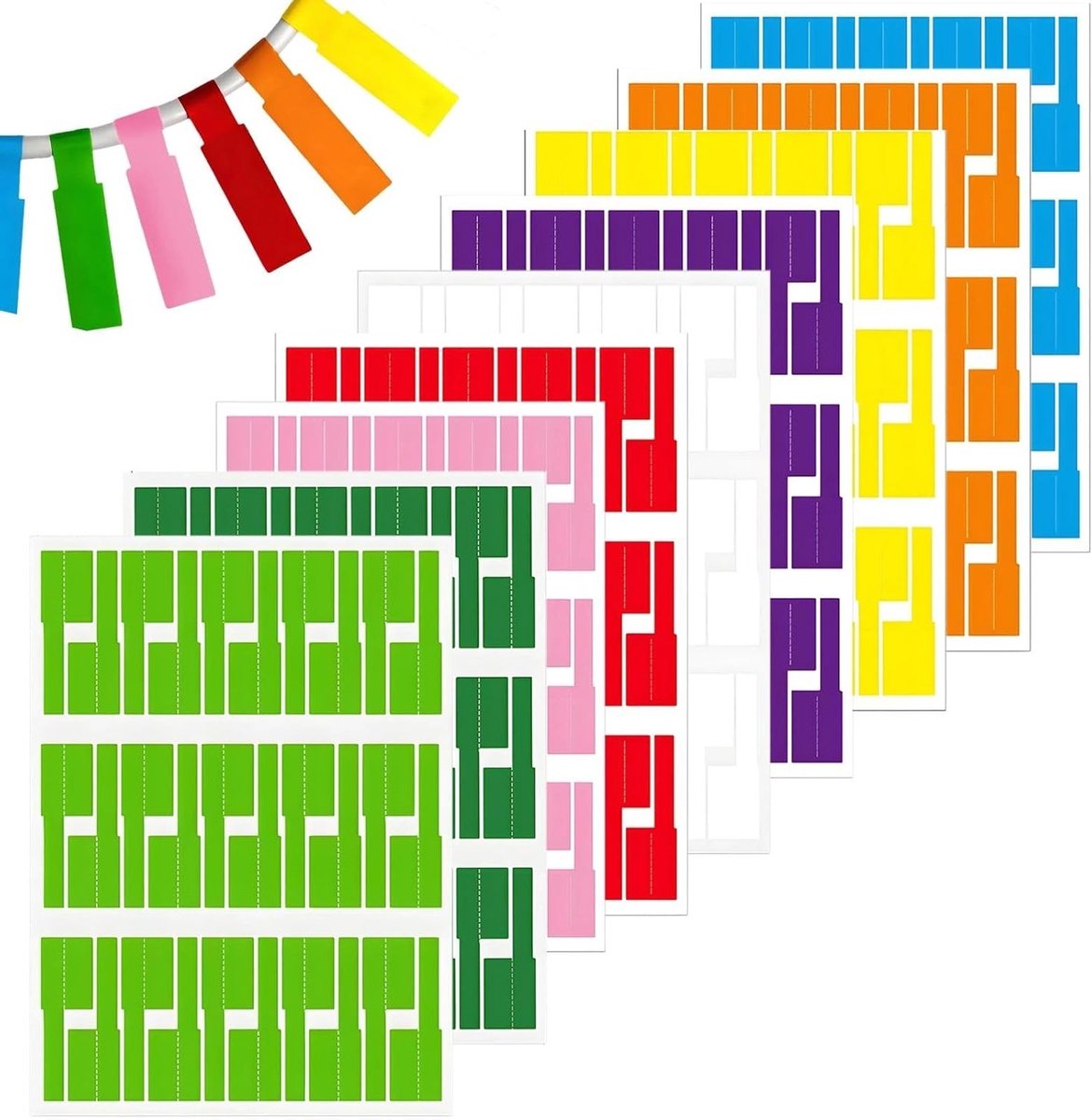 Set van 270 Zelfklevende Kabellabels in 9 Kleuren - Herbruikbare en Scheurvaste Labels voor Kabelidentificatie