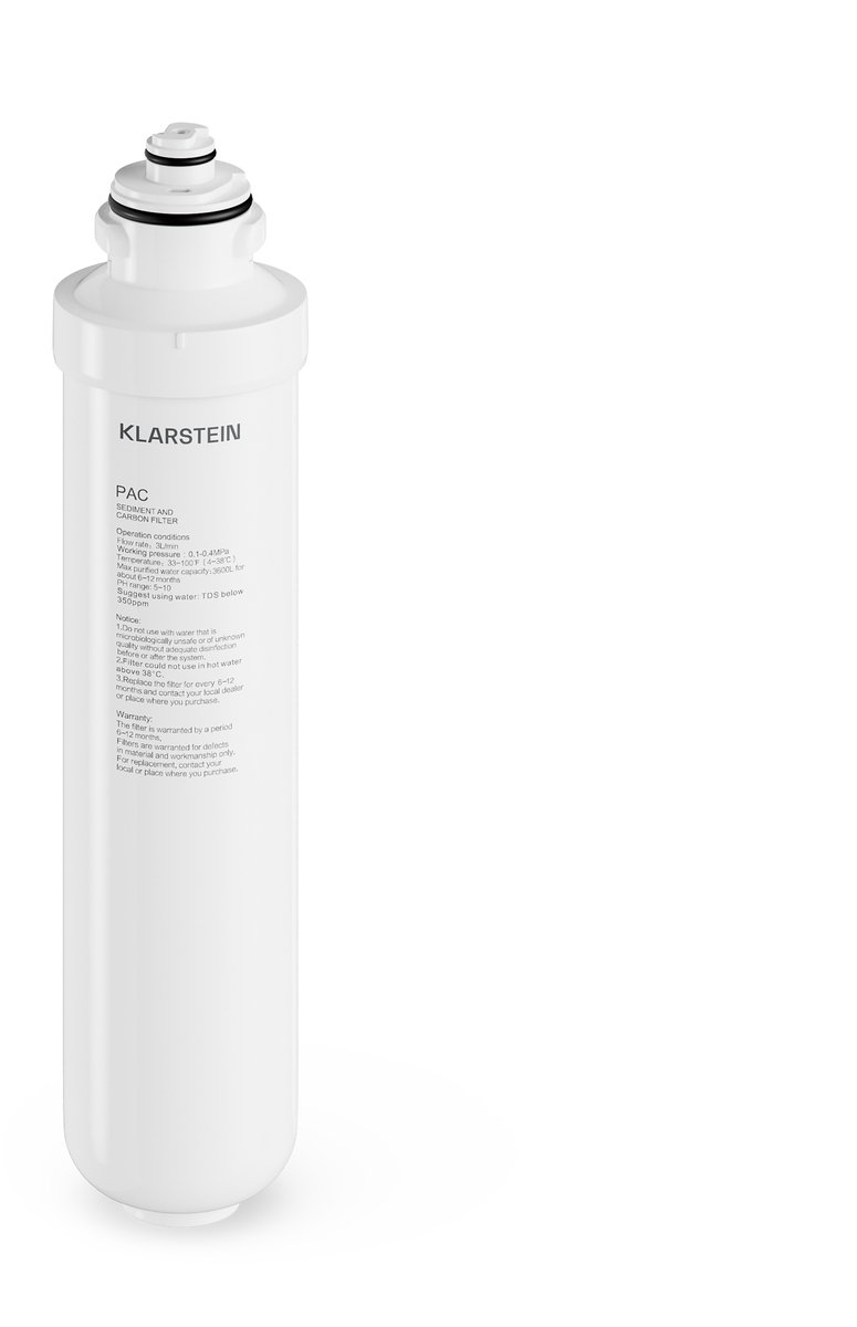 Klarstein Velaire PAC-filter - Hygiënisch waterfilter voor Velaire water- en ijsdispenser, 3600 liter inhoud, makkelijk te installeren, gaat 6 maanden mee, stevige plastic behuizing