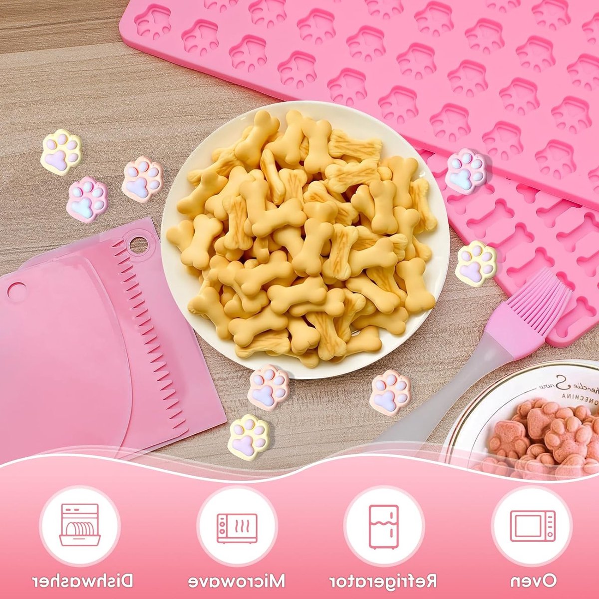 Siliconen Bakmat voor Hondenkoekjes - Herbruikbare Antikleef Mould voor Mini Koekjes, Snoepjes en Chocolade