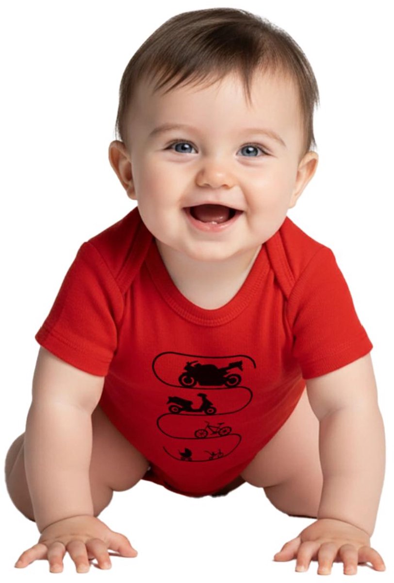 Evolutie Van De Motorrijder Op Twee Wielen Baby Rompertje Met Korte Mouwen