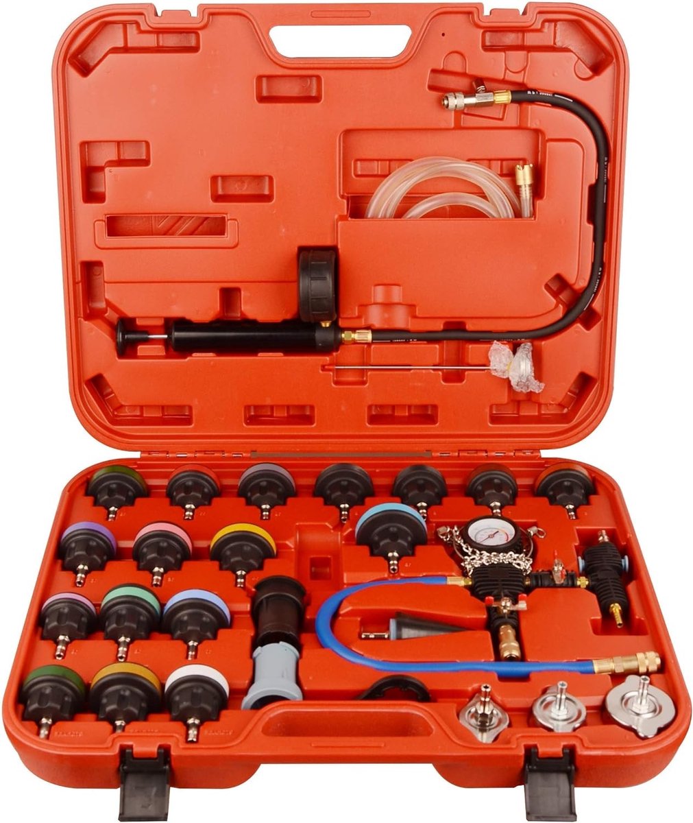 28-delige Universele Radiator Druktester Kit - Koelvloeistof Druktester en Vacuum Vullen voor Koelsysteem
