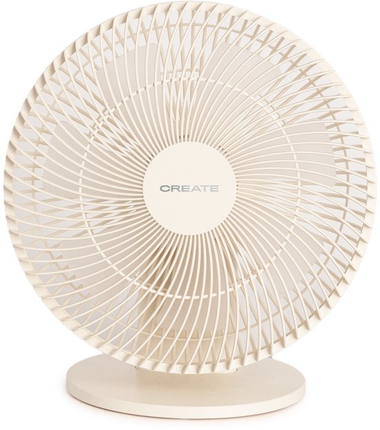 Oplaadbare tafel- en wandventilator 10W met 3 snelheden, kantelbaar, stil, 7 uur batterij – gebroken wit