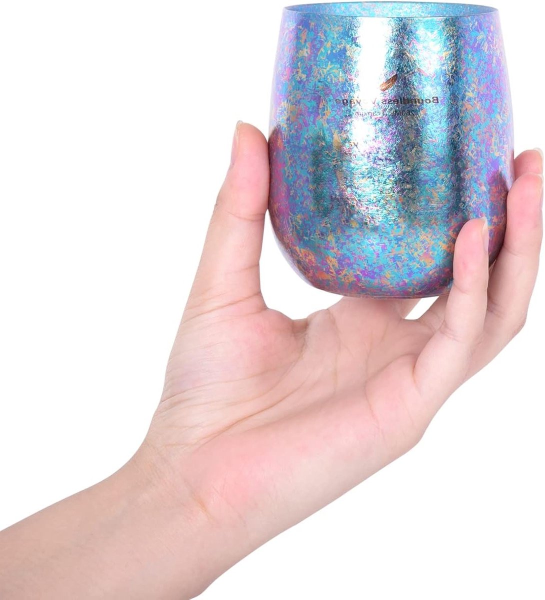 260ml Titanium Dubbelwandige Anti-verbrand Theekop - Kleurvolle Mug met IJsbloem voor Water, Thee, Wijn en Fruitjuice - Lichtgewicht Tafelgerei voor Tuinfeesten en Cadeaus Ti3084D (Blauw)
